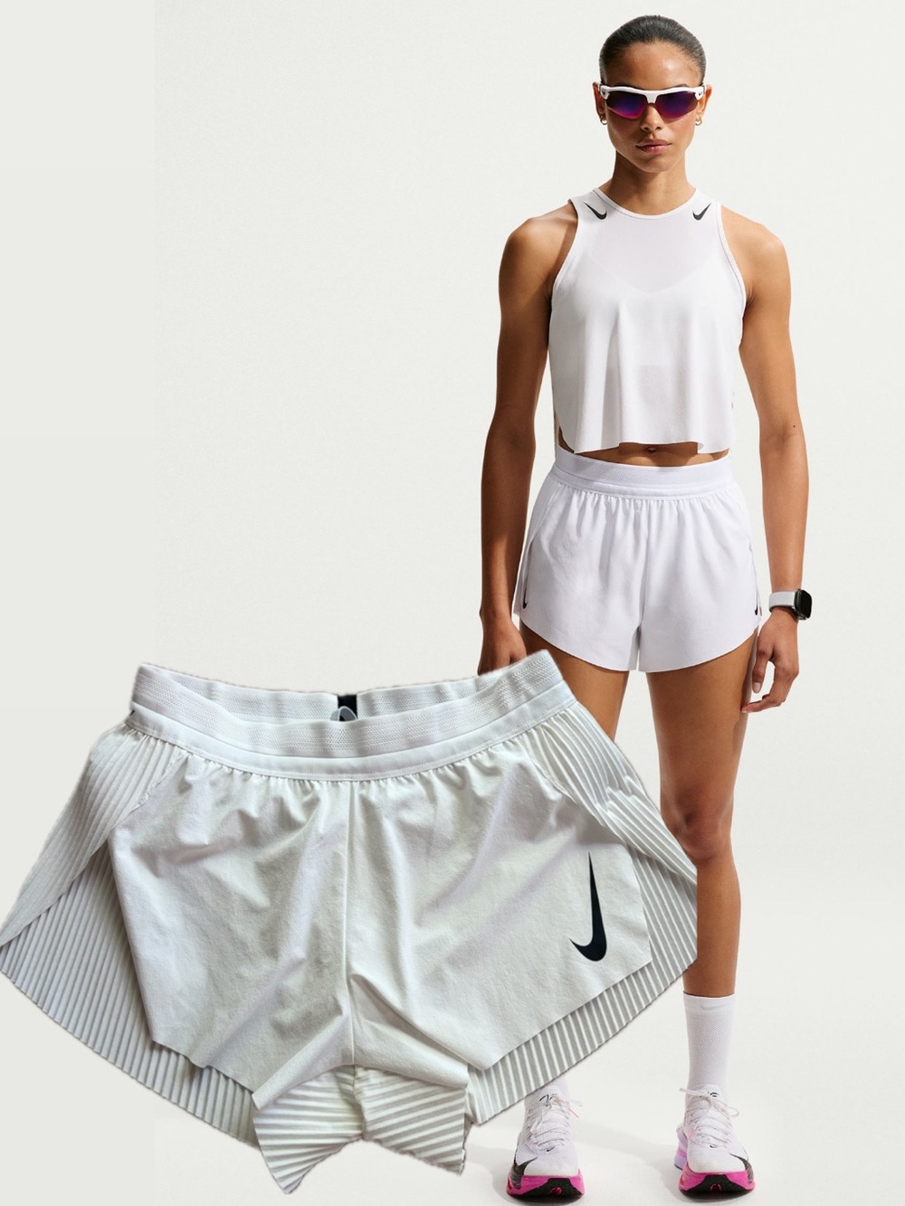 Nike AeroSwift Dri-FIT ADV Mid-Rise 3" Brief-Lined Running Shorts White XS